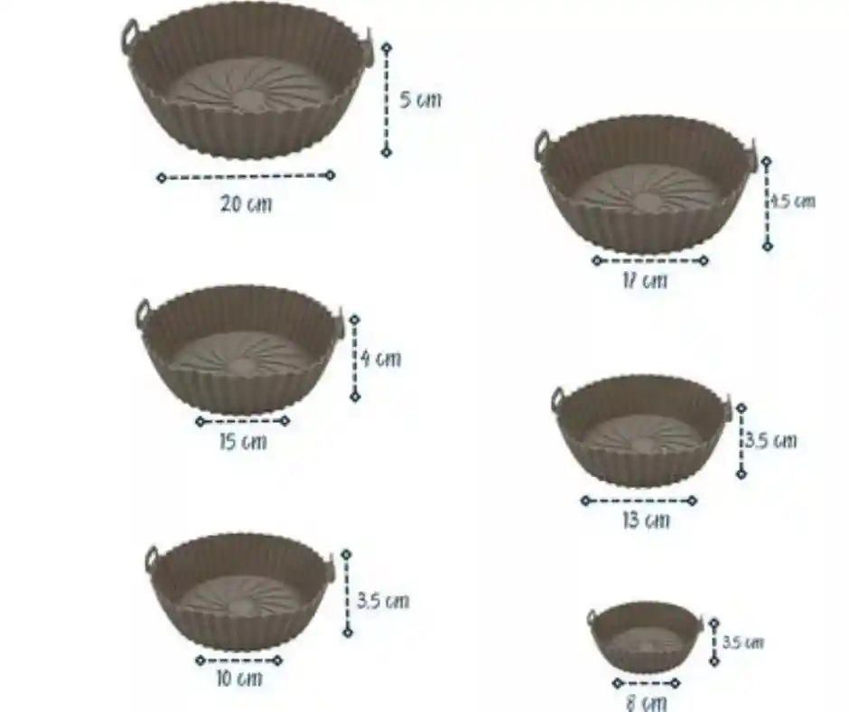 SET 6 Canastas de Silicona para AIR FRYER