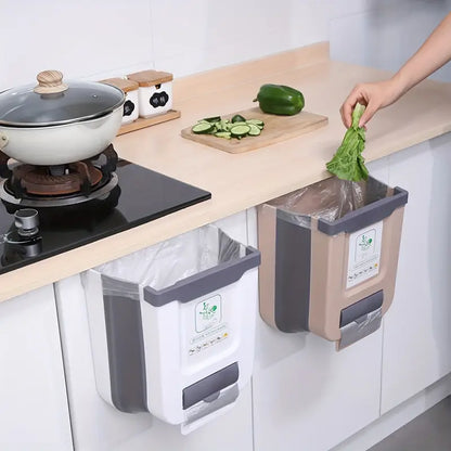 🗑️ Basurero Plegable con Dispensador – ¡Ahorra Espacio y Mantén tu Cocina Impecable!